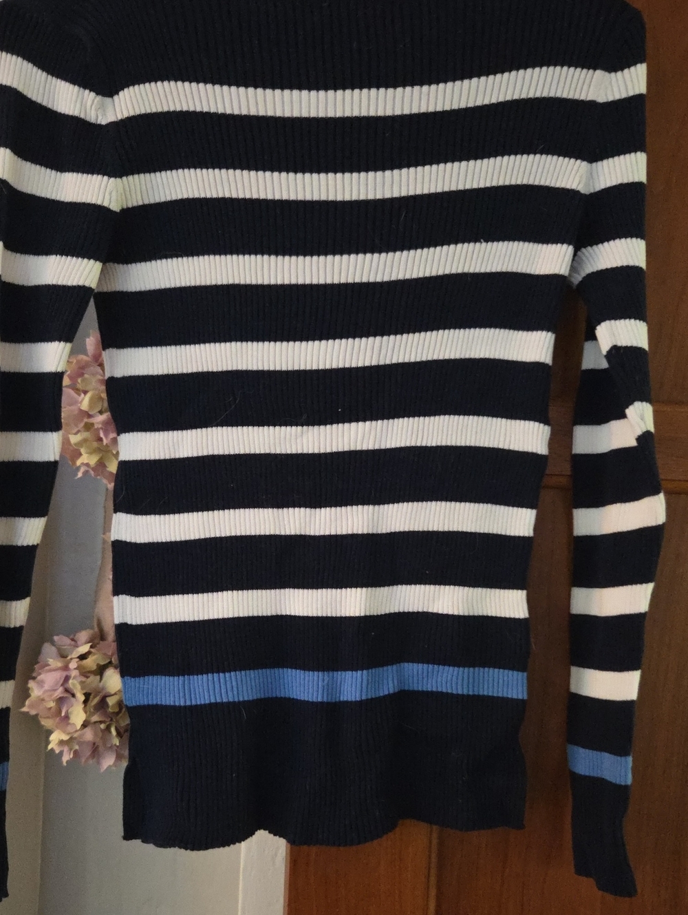 Lauren Ralph Lauren Navy, White & Blue Striped Ribbed Crewneck